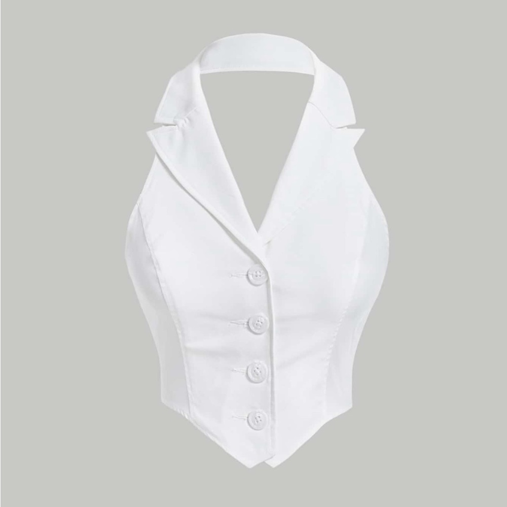 White Halter Crop Top